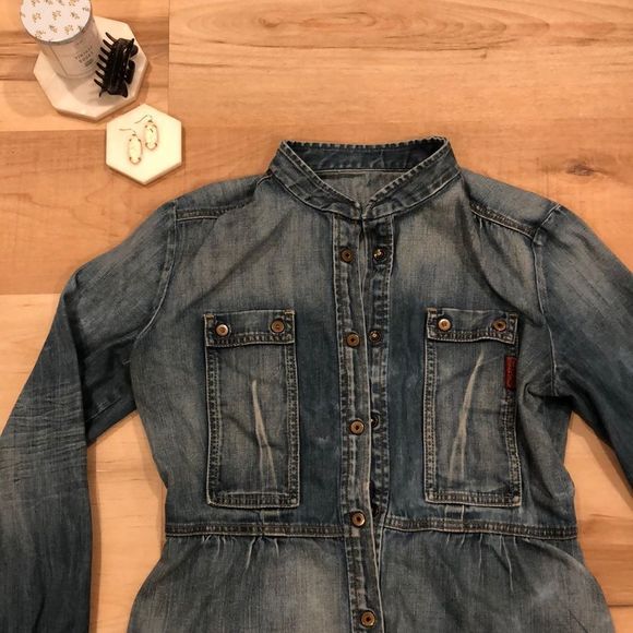 7 For All Mankind Jackets & Blazers - 7 for All Mankind Snap-Front Women’s Denim Jacket Size L